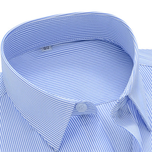 蓝条纹衬衫男长袖职业装春秋，白条纹(白条纹)衬衣，正装工装潮流商务休闲