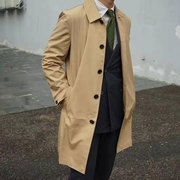 foxumbrellas男女士风衣，中长款单排扣带帽休闲外套防雨纯色大衣