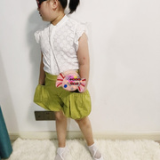 女宝宝小飞袖蕾丝上衣裙裤套装韩系女童2023夏季网红公主风两件套