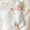 婴儿夏季连体衣莫代尔短袖蝴蝶哈衣宝宝护肚薄款和尚服空调服爬服