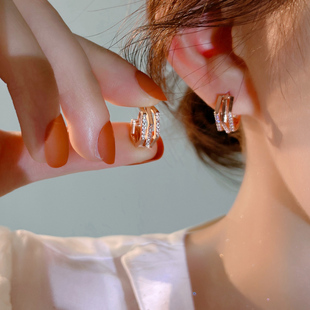 耳环2024年潮高级感耳钉气质韩国时尚耳圈耳扣纯银大气耳饰女
