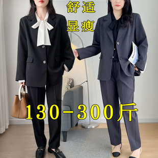 大码正肩西装套装女灰色，职业正装200斤胖mm西服外套面试休闲高级3