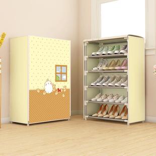 多层简易布罩带拉链鞋架家用经济型组装宿舍防尘收纳省空间鞋柜