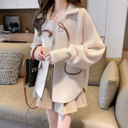 春秋毛呢外套女小个子上衣蝙蝠，针织袖女装洋气，外穿短款大衣冬