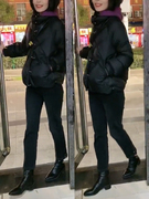 杭璐黑色菱格棉服女2022年冬季时尚宽松显瘦加厚保暖短款外套