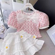 女童半身裙套装公主风2q023夏季女宝宝短袖两件套儿童裙子