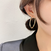 925纯银大耳圈耳环女2023年小众设计高级感气质轻奢素圈耳饰