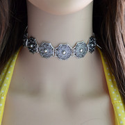 欧美靓饰时尚波，西米亚复古雕花项链女颈链，短款锁骨链