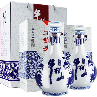 北京牛栏山二锅头52度清香型青花瓷500ml*2瓶礼盒装