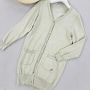 日本森女系刺绣设计甜美纯棉毛线长袖，长款针织衫外套女款开衫