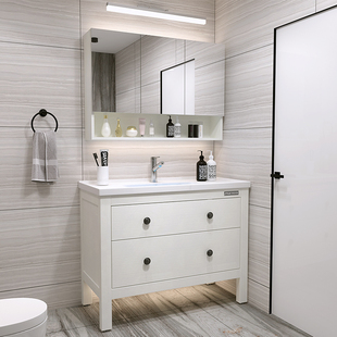 北欧浴室柜洗脸洗手盆柜组合现代简约免漆卫生间洗漱台卫浴落地式