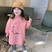 女童卫衣秋冬装2023韩版网红儿童中长款套头卡通加绒卫衣裙潮