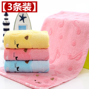 3条装纯棉小毛巾全棉儿童洗脸毛巾，竹纤维舒适吸水童巾可爱小面巾