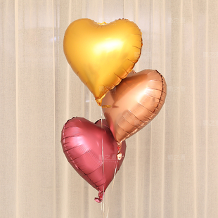 18寸雾面金属色爱心气球，心形铝膜铝箔，气球婚礼布置生日派对