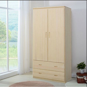 全实木松木衣柜两门对开带抽屉原木衣橱松儿童简易衣柜储物柜定制