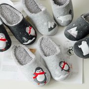 秋冬季日式可爱卡通企鹅北极熊情侣男女士居家拖鞋家居室内棉拖鞋