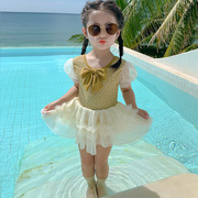 儿童泳衣a类夏季韩国风格中小女童，2-8岁连体甜美裙式游泳衣潮