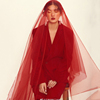 新娘中式红色头纱，女韩式婚纱旅拍结婚拍照森系裸纱造型纱素纱