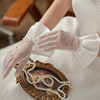 wg087手工钉珠婚纱手套优雅白色，短款新娘结婚礼服影楼拍照晚