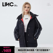 linc金羽杰羽绒服，女2023冬反季中长款女款派克服断码