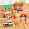 木制道理障碍火车轨道，玩具场景路障配件兼容木质轨道套装儿童玩具