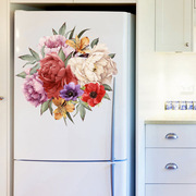 厨房橱柜防水防油墙壁装饰画网红冰箱贴纸牡丹花衣柜贴画玻璃贴花