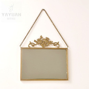 印度进口黄铜复古镜子可挂欧式卧室梳妆镜铜镜女士高档创意化妆镜