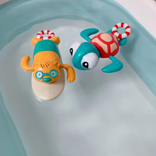 发条洗澡游泳戏水拉线海龟海狸宝宝0-1岁儿童益智玩具