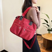 多口袋大包包尼龙布包女新款拼接上班通勤质感轻便手提单肩斜挎包