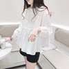白色衬衫女设计感小众韩版宽松洋气宫廷花边立领小个子娃娃衫上衣