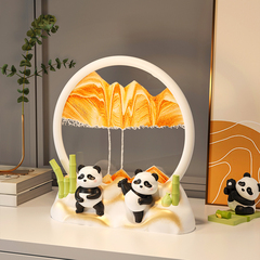 熊猫流沙画摆件客厅酒柜装饰品