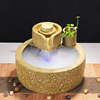 陶瓷流水喷泉摆件风水轮石磨摆件创意鱼缸家居饰品搭配