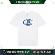 香港直发Champion冠军印花短袖T恤荧光绿蓝色logo圆领舒适透气
