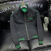 绿色刺绣夹克男士秋季韩版修身时尚痞帅休闲立领飞行员短外套