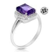 vir jewels 0.90 克拉紫色紫水晶戒指 .925 纯银配铑祖母绿 8x6