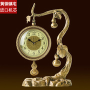 高档纯铜新中式座钟黄铜钟表台钟风水摆件静音时钟客厅钟表摆件