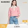 sandrooutlet女装法式粉色羊毛混纺，短款针织衫毛衣sfppu01728