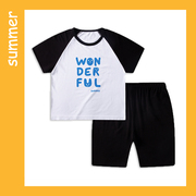 男童短袖套装2023中大童运动服两件套夏季儿童撞色薄款家居服