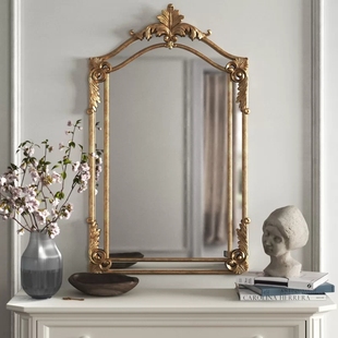 欧式化妆镜复古梳妆镜子法式壁炉壁挂雕花卫生间浴室镜客厅装饰镜