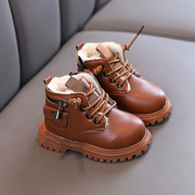 女童马丁靴2023冬加绒加厚1-5岁3英伦风儿童靴子男童宝宝鞋子