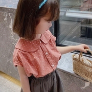 2022夏装女宝宝短袖圆点韩版时尚棉布娃娃衫0-8岁女童娃娃领衬衫3