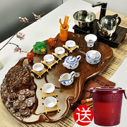 辉跃茶具整套茶具套装，陶瓷定窑功夫，茶具带电热炉科技木茶盘