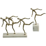 极速创意家居铜雕塑工艺品纯铜动态小人大理石底座奔跑人物桌面摆