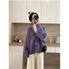 温柔韩系香芋紫色毛衣外套女针织开衫今年流行秋冬V领软糯风
