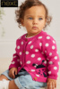 英国Next女童婴儿粉色瓢虫波点针织开衫纯棉毛衣C59-601