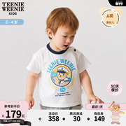 TeenieWeenie Kids小熊童装男宝宝24年夏季款印花短袖圆领短袖T恤