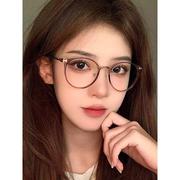 茶色超轻tr90眼镜框近视女专业网上可配有度数，韩版潮圆脸眼睛框架