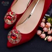 优拉潘 中式新娘鞋扣红色镶钻鞋花高跟鞋单鞋装饰扣可拆卸X45