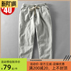 夏季日系休闲亚麻裤男士，宽松直筒棉麻裤，复古潮流加大码纯色长裤子