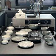 轻奢银边米饭碗陶瓷餐具北欧高颜值创意碗碟ins家用盘子汤盘组合